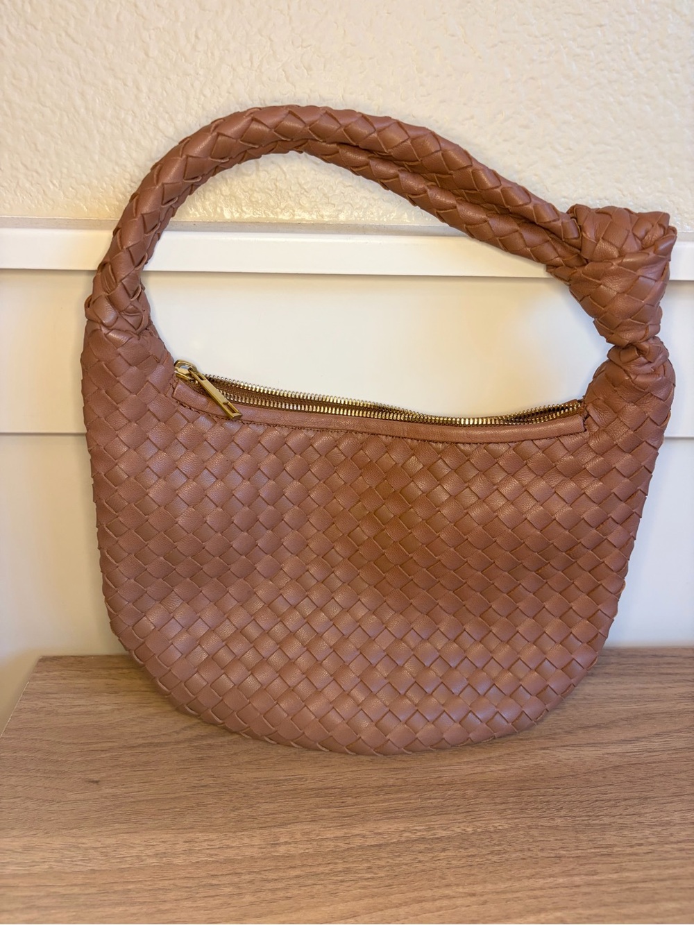 Women's Brown Italian Leather Handwoven Slouchy Shoulder Bag
